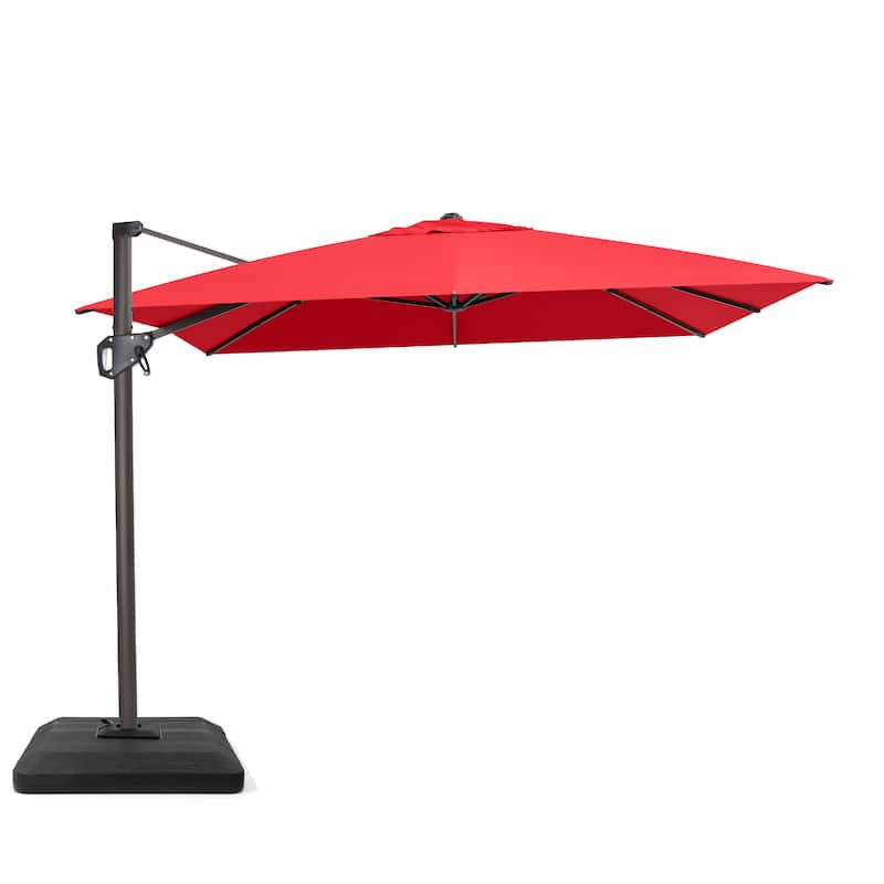 VredHom Patio Outdoor 9 x 11 FT Cantilever-Offset Umbrella with Premium Weight Base - Red
