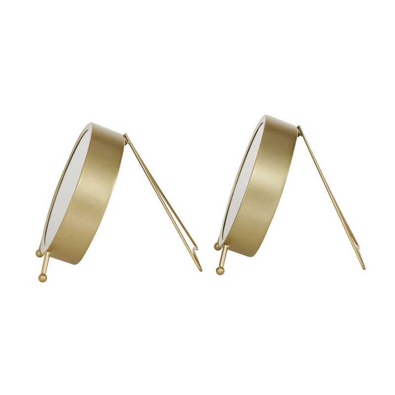 Gold Metal Decorative Clock (Set of 2) - 6 x 6 x 7 Round