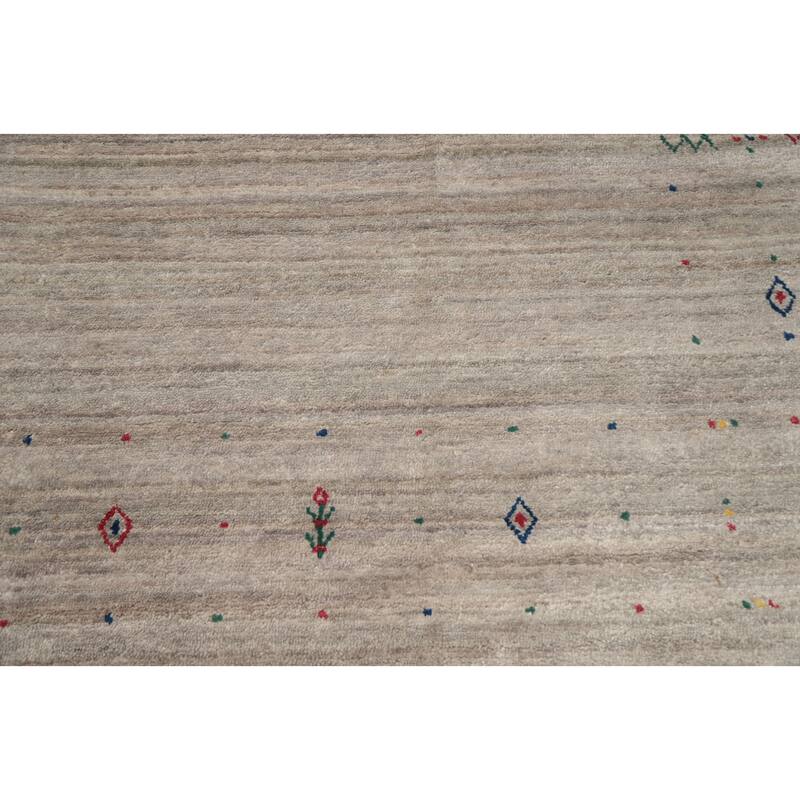 Hand Knotted Oriental Viscose Silk Carpet Tribal Animal Pictorial Beige & Ivories Gabbeh Area Rug - 8' 9'' X 8' 9''