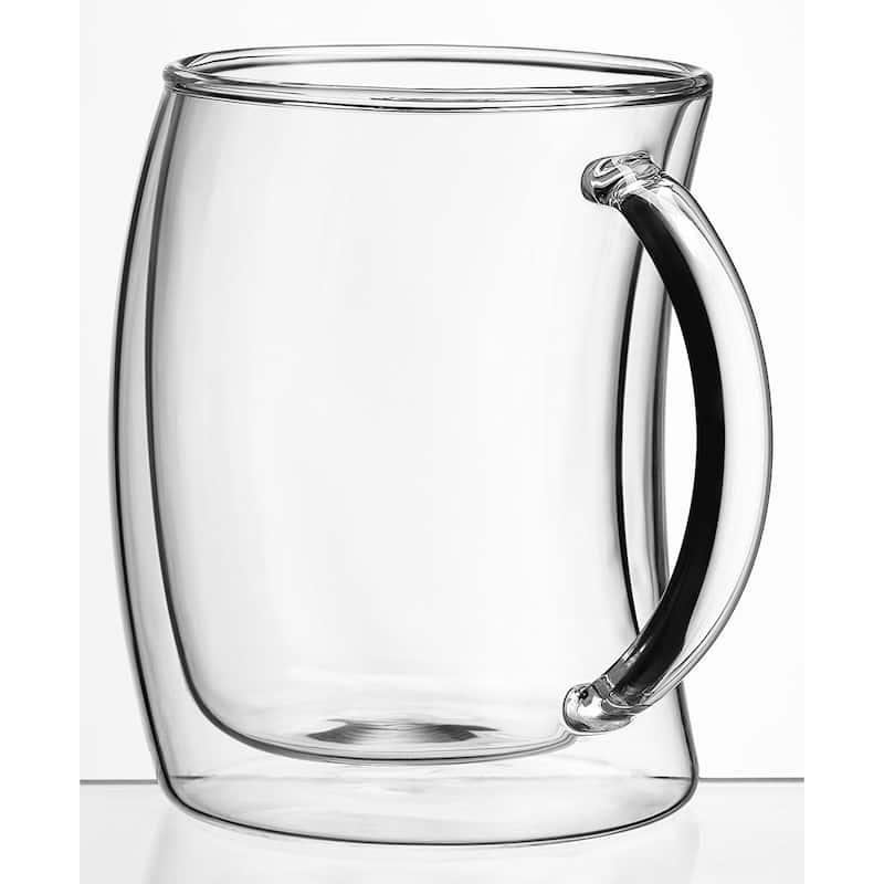 JoyJolt Caleo Glass Coffee/ Latte Cups, Double Wall Insulated Glasses, Set of 2 13.5 oz - 13.5 oz