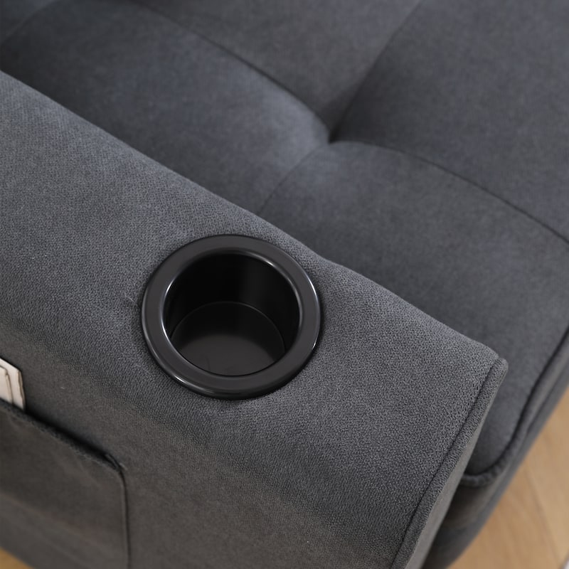 Foldable Tufted Loveseat with Pull Out Bed and Side Pockets