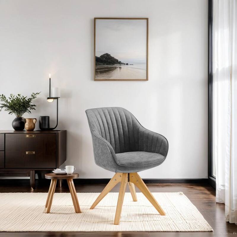 Art Leon Modern Wood Swivel Chair with Oak Legs