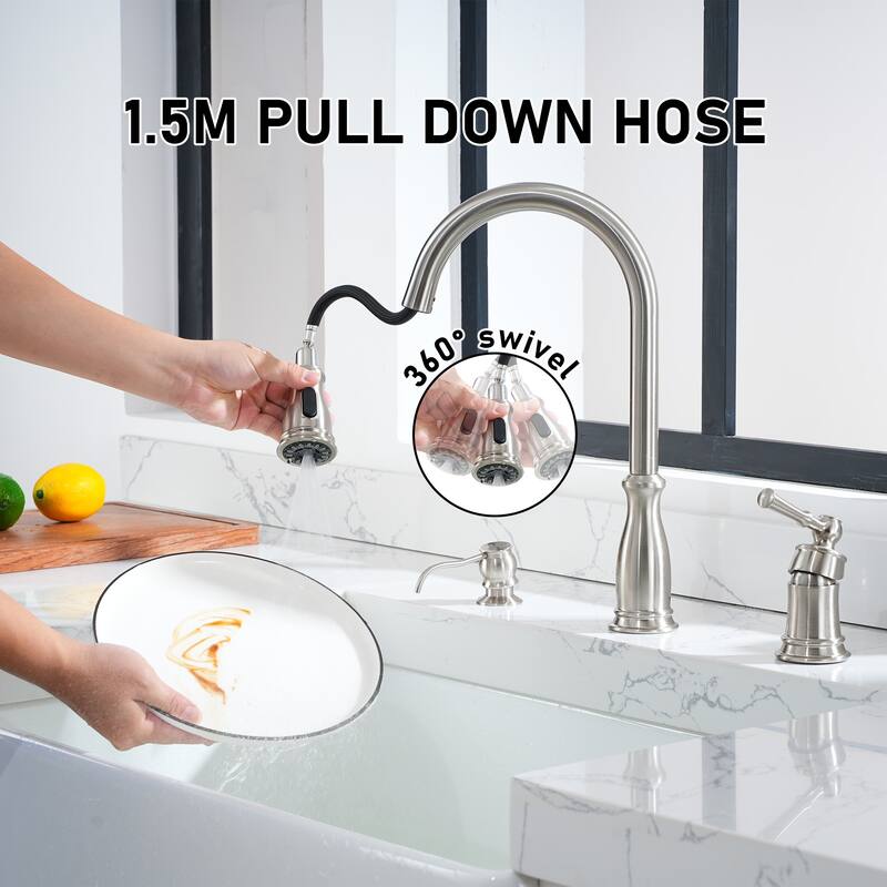 Clihome 3 Function Widespread Single Handle Kitchen Faucet