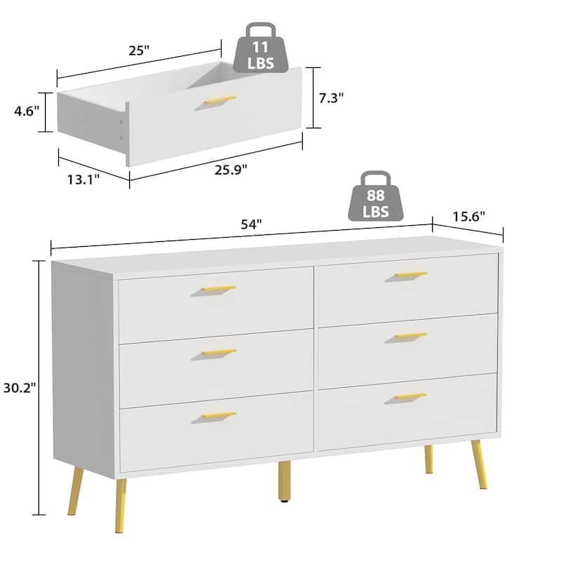 FUFU&GAGA Modern Double 6-Drawer Dresser Chest Of Drawers Cabinet - On ...