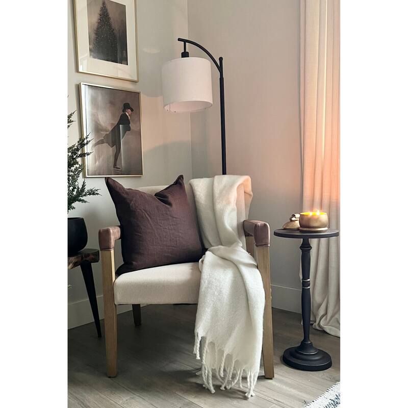 Hudson Upholstered Accent Chair with Faux Leather Arm Upholstery