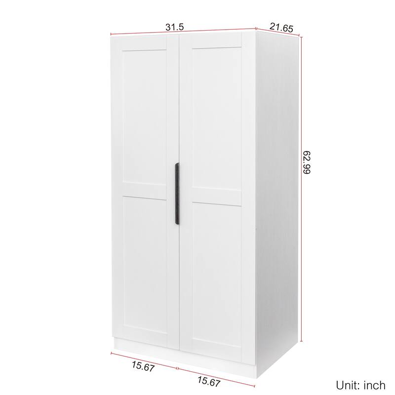 Roomfitters 62.99" Kitchen Pantry Cabinet, Freestanding Buffet Cupboard with Multi-Level Shelves and Doors