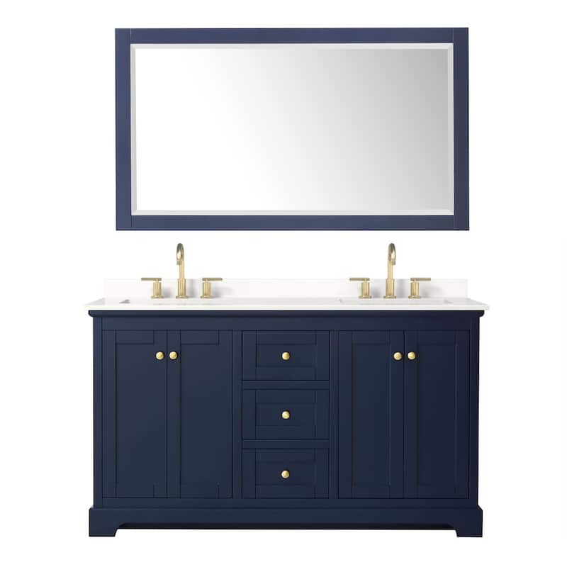 Avery 60-inch Double Vanity, Quartz Top, 58-inch Mirror