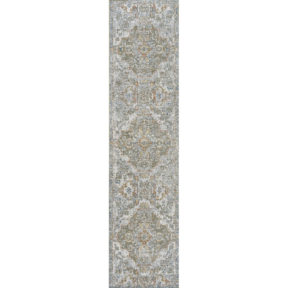 JONATHAN Y Brandy Bohemian Medallion Low-Pile Machine-Washable Cream/Terra Area Rug