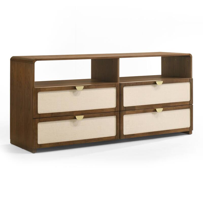 Modrest Emilio Modern Natural Burlap & Walnut Dresser