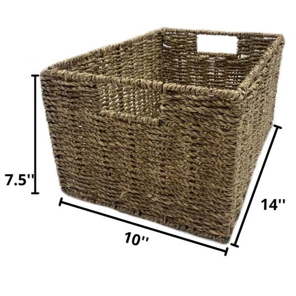 Woven Grass Knockdown Rectangular Storage Baskets (Case of 6) On