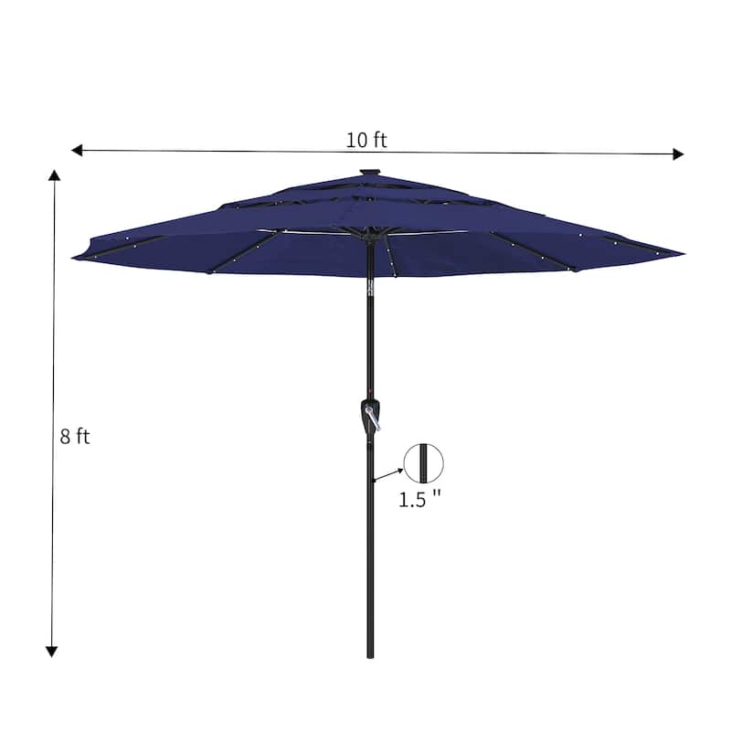 Clihome 10FT LED 3-Tier Patio Market Umbrella with Crank