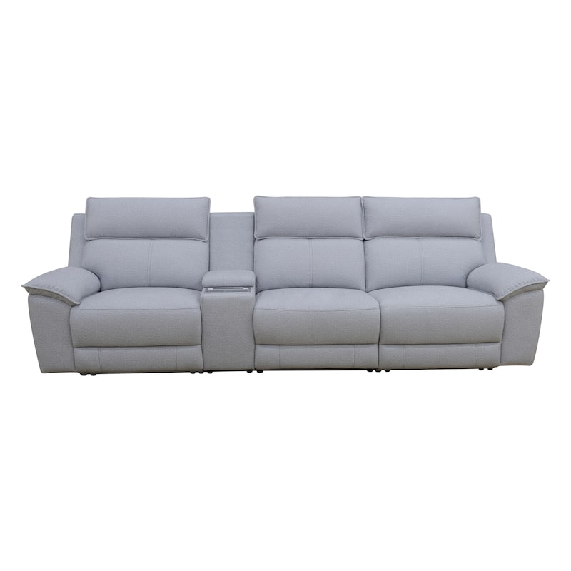 Grey White Lambswool 4-Piece Living Room Recliner Sofa Set