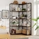 preview thumbnail 1 of 8, Futzca L-Shaped Corner Bookcase, 5-Tier Wood Bookshelf Brown