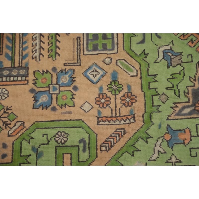 Hand Knotted Oriental 100% Wool Carpet Traditional Floral Peach Tabriz Area Rug - 11' 0'' X 8' 2''