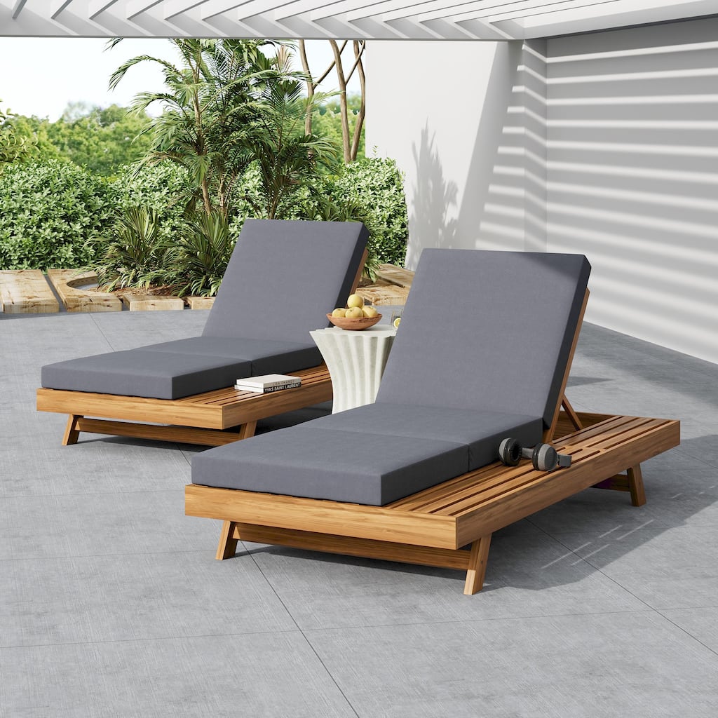 Christopher Knight Home- Austin Acacia Wood Outdoor Chaise Lounge Set of 2