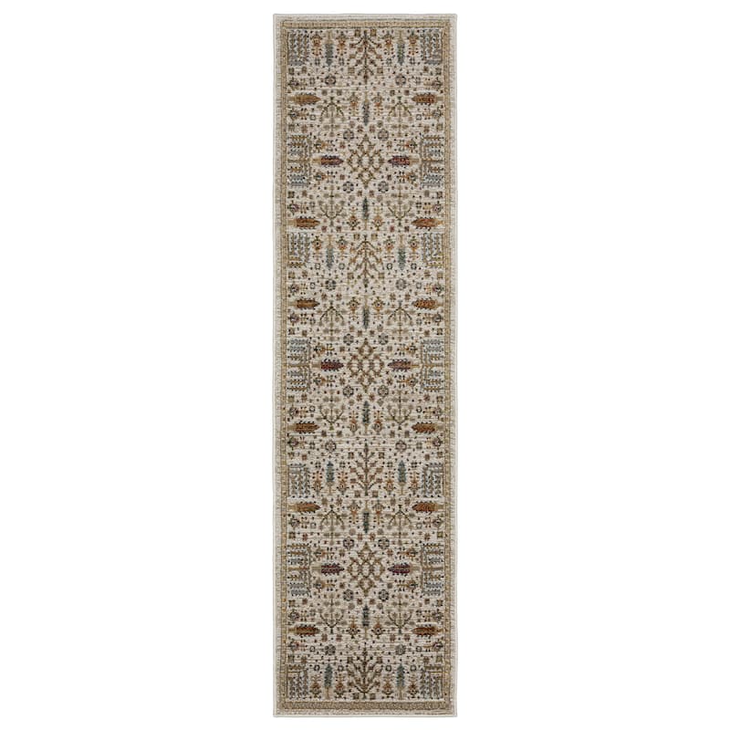 Style Haven Adalynn Ancient Traditions Ivory/Gold Area Rug - 2' 3" x 8' - Runner