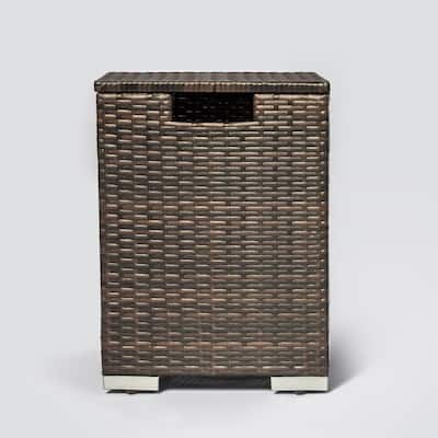 16 in Rattan Propane Tank Cover Gas Outdoor Fire Pit in Brown
