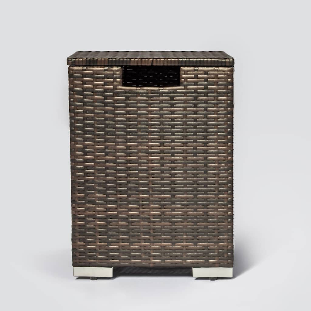 16 in Rattan Propane Tank Cover Gas Outdoor Fire Pit in Brown