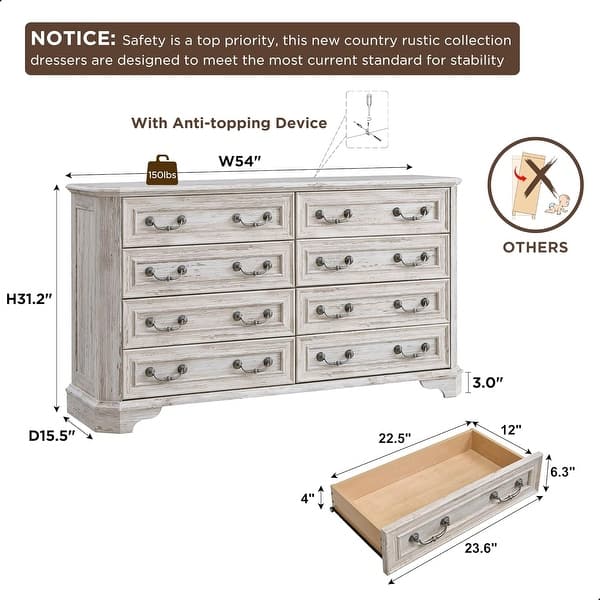 dimension image slide 1 of 19, Farmhouse Drawers Dresser, Wood Chest of Drawers, Dressers Organizer
