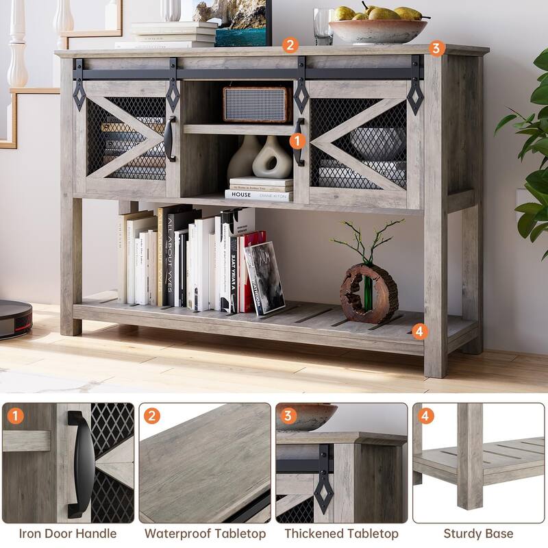 Farmhouse Entryway Table with Sliding Barn Doors