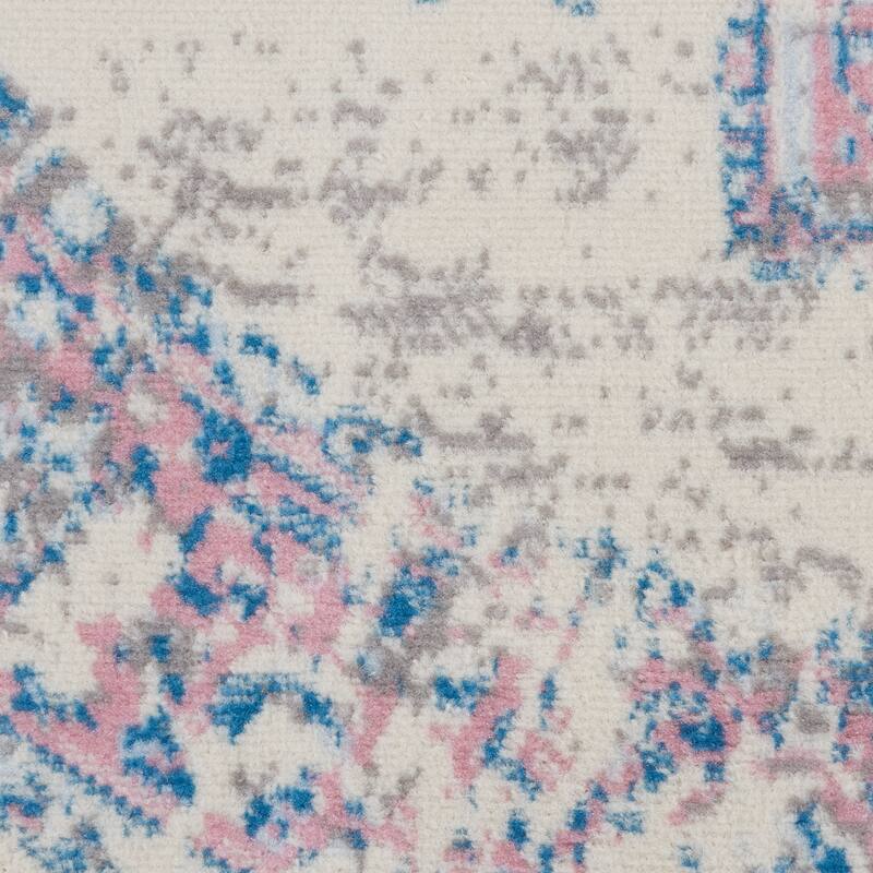 Lipu Power Loomed Distressed Geometric Non Skid Stain Resistant Low Pile Area Rug By HomeRoots - 48' X '48' X '0.25