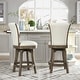 preview thumbnail 1 of 3, Henry 27" Swivel Upholstered Counter Height Bar Stool Set of 3 - Natural White Linen - Counter Height