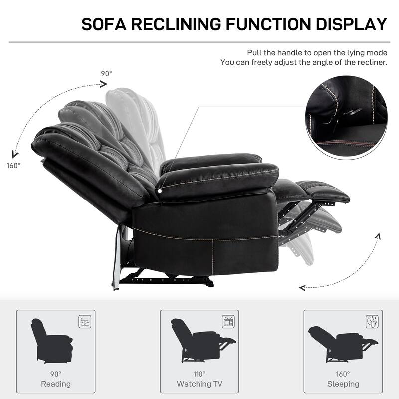Breathable Leather Massage Recliner Chair Manual Living Room Reclining Sofa