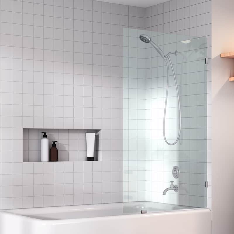 Glass Warehouse 58.25" x 22.5" Frameless Shower Bath Fixed Panel
