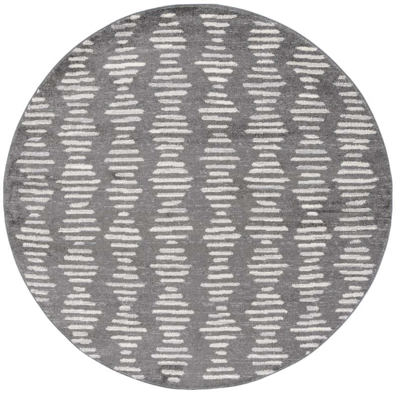 SAFAVIEH Tulum Constance Moroccan Boho Rug - 6'7" Round - Dark Grey/Ivory