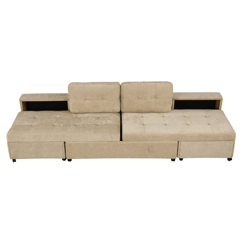 Sectional Sofa for Living Room Modular Sleeper Sofa with 2 Storage Racks Free-combined Sofa, Upholstered Corner Chaise