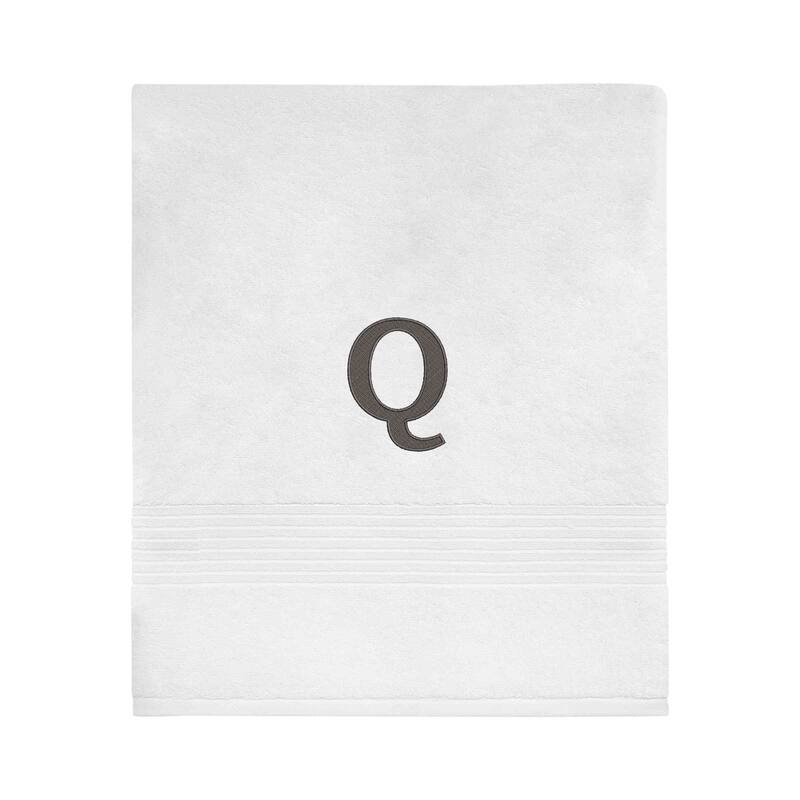 Avanti Linens Wht/Gry Block Monogram Bath Towel - Bath Towel