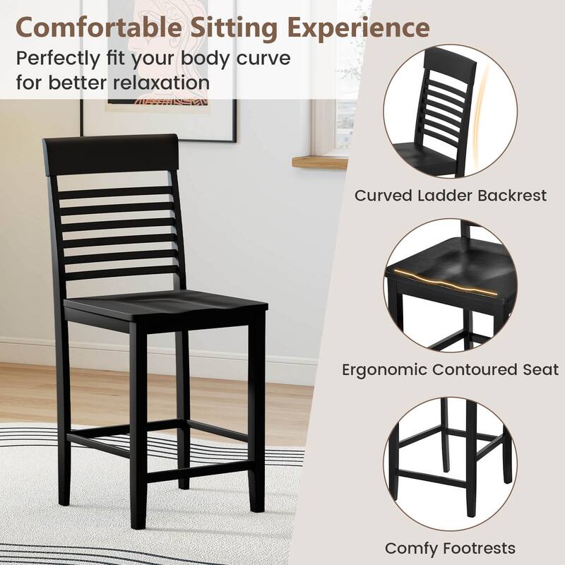Costway Counter-Height Dining Chair Set of 2/4 with Footrests Solid - See Details