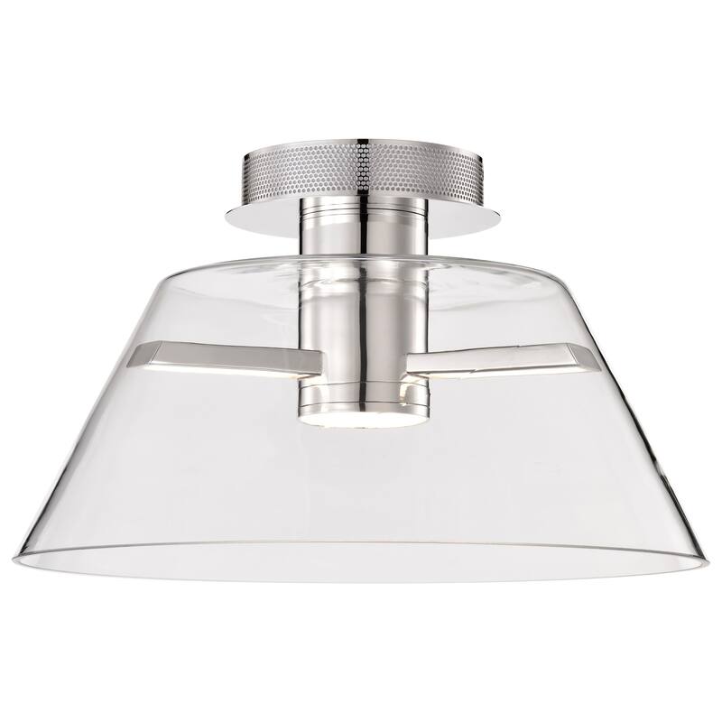 Edmond - 17 Inch LED Semi Flush - Polished Nickel with Clear Glass - Polished Nickel