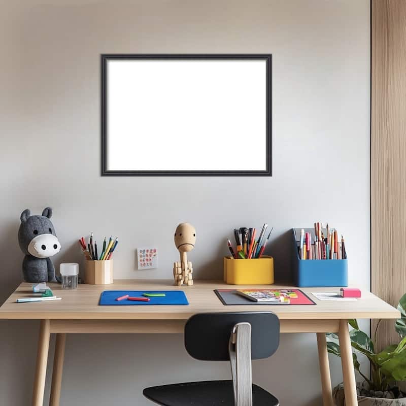 Amanti Art Stylish Black Narrow Framed Dry Erase Magnetic Board