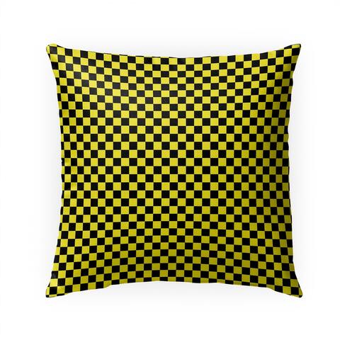 CHECKER BOARD YELLOW & BLACK Indoor Outdoor Pillow By Kavka Designs