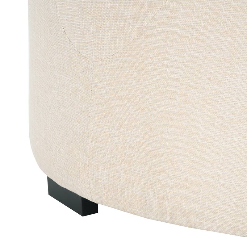 Roomfitters Round Upholstered Ottoman with Button Tufted Design, Small Coffee Table or Footrest