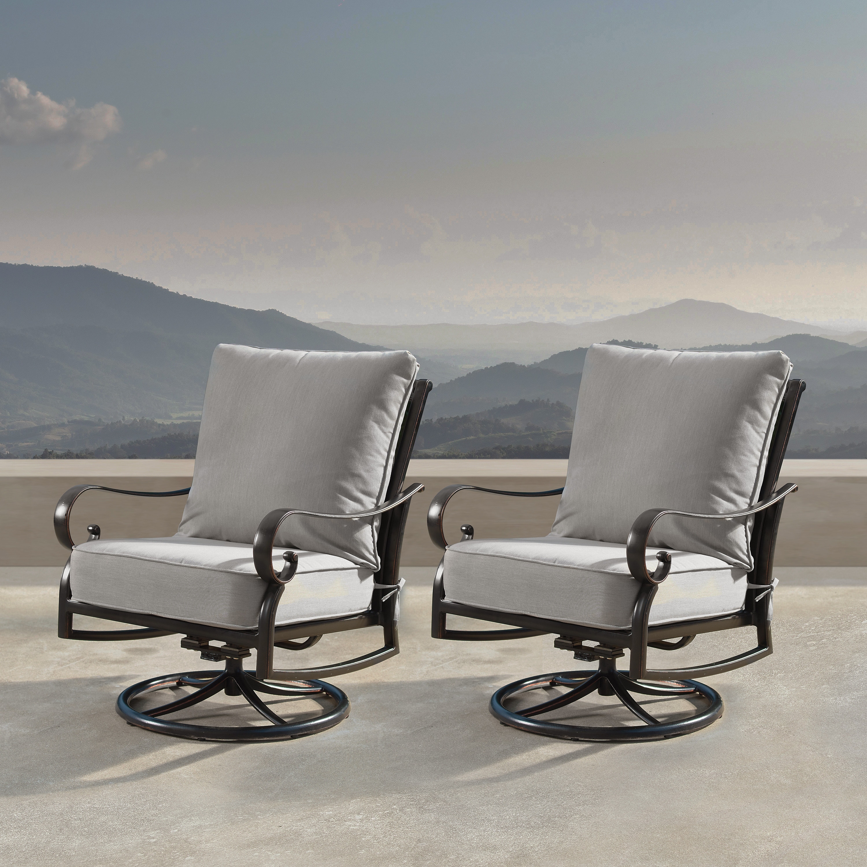 Aluminum Outdoor Deep Seating Swivel Rocking Club Chairs in