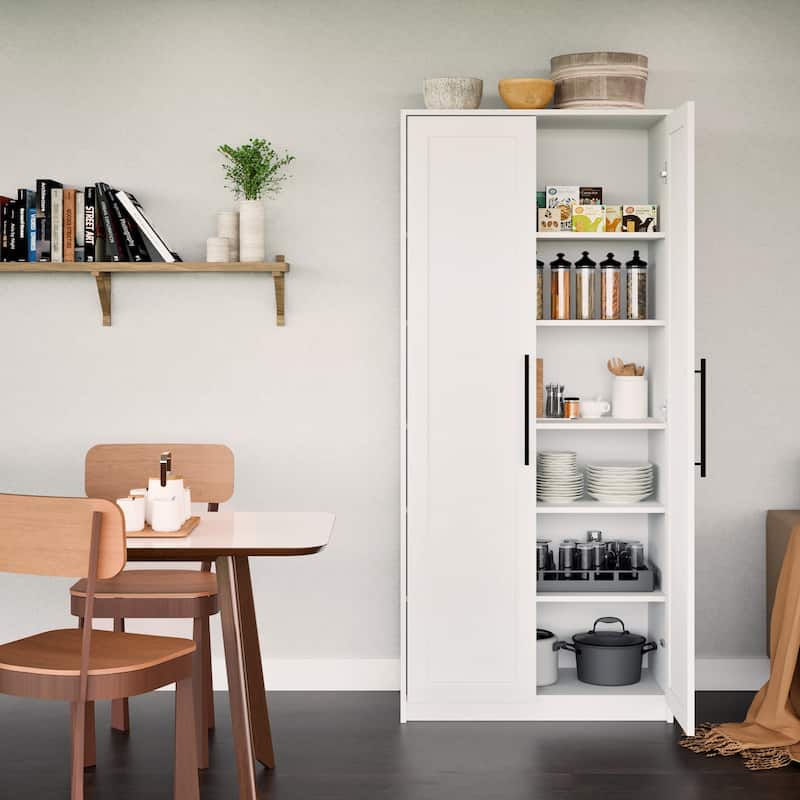Prepac Elite Premium Home Storage Cabinet with Panel Doors 16" D x 32" W x 72" H - 32 in W x 72 in H x 16 in D