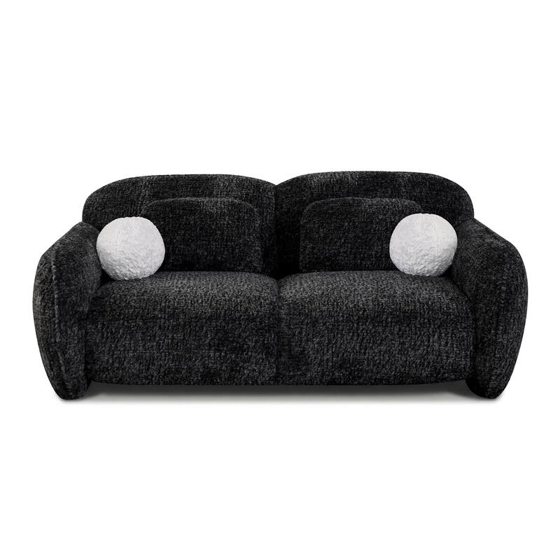 Furniture of America Isren Modern Chenille Loveseat with Ball Pillows