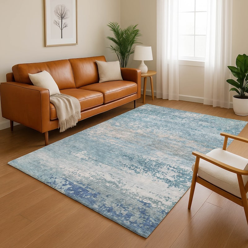 Premium Washable Super Soft Modern Casual Mayfield Rug - Sky - 10' x 14'