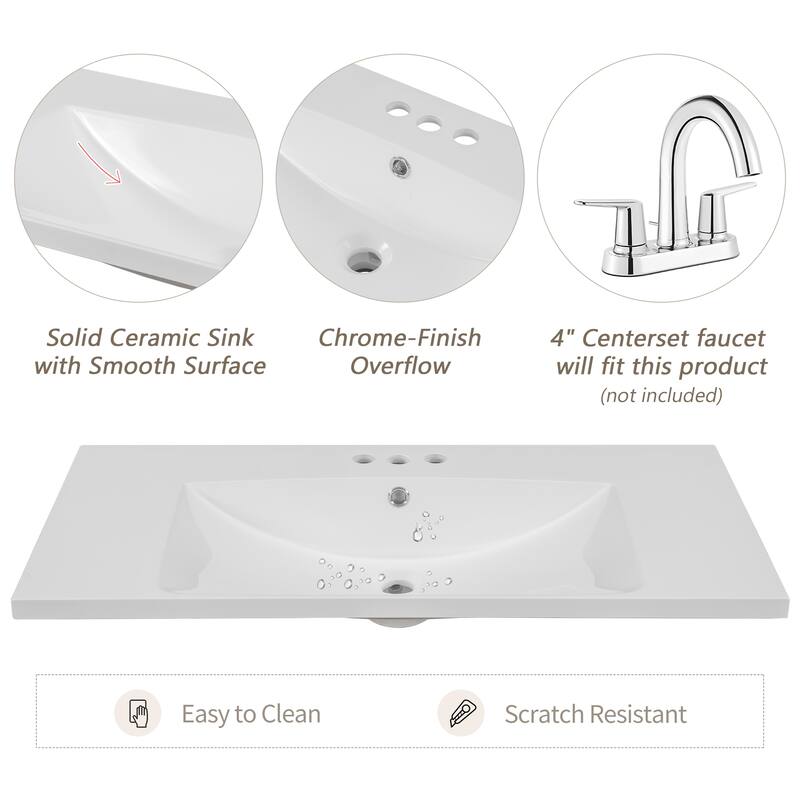 Roomfitters 36" Bathroom Vanity with Sink Combo Cabinet with Drawers Solid Frame and Painted MDF Construction