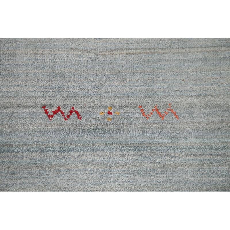Grey Gabbeh Oriental Area Rug Hand-Knotted Wool Carpet - 8'0"x 9'10"