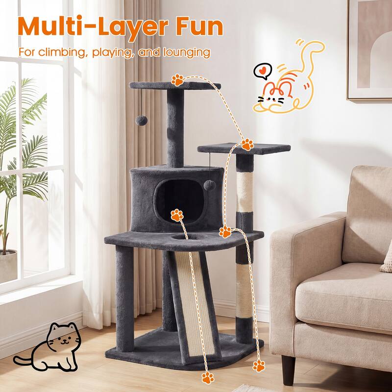 Gymax Cat Tree Multi-Level Cat Tower w/ Top Perches & Cozy Condo
