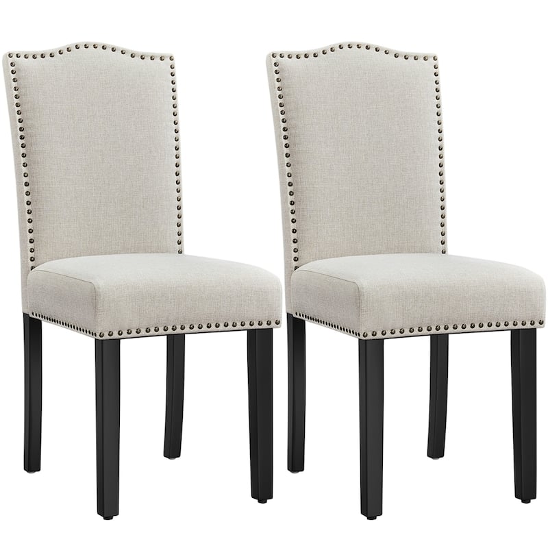 Yaheetech Set of 2 Modern Fabric Upholstered Dining Chairs Kitchen Chairs - Beige