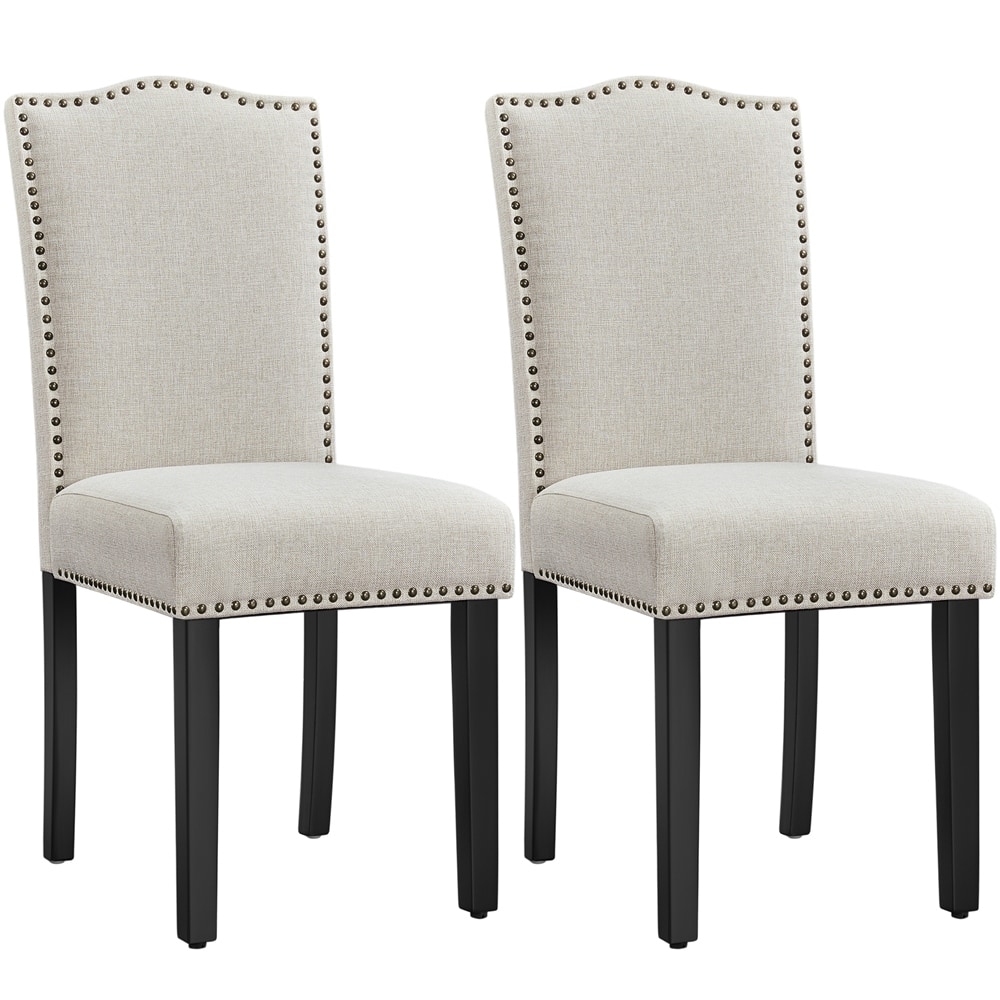 Yaheetech Set of 2 Modern Fabric Upholstered Dining Chairs Kitchen Chairs