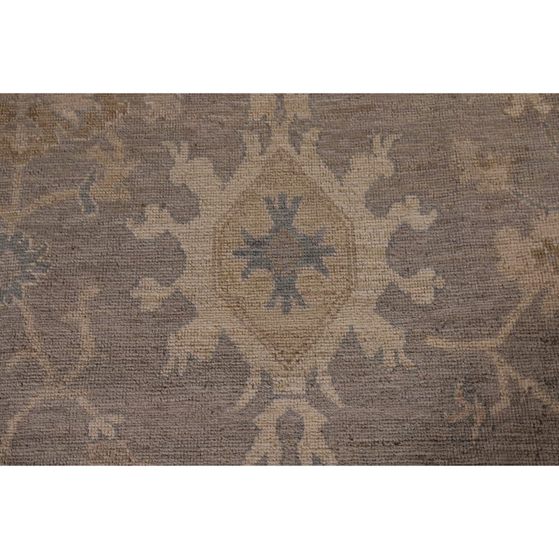 Vegetable Dye Gray Oushak Turkish Area Rug Hand-Knotted Wool Carpet - 9'4" x 12'4"