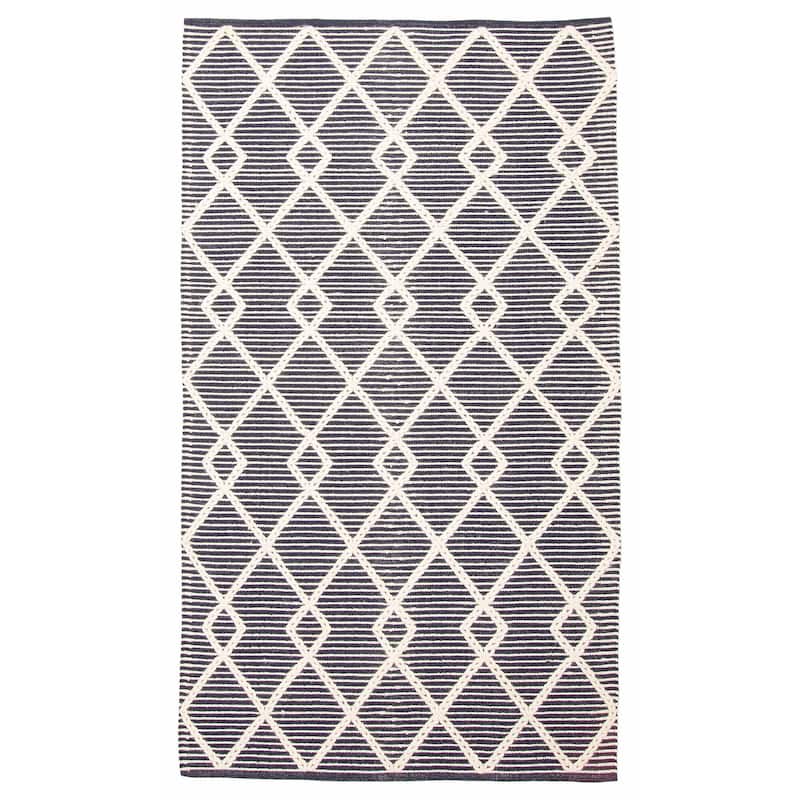 ECARPETGALLERY Braid weave Sienna Dark Navy Wool Rug - 4'8 x 8'0 - Dark Navy - 4'8 x 8'0