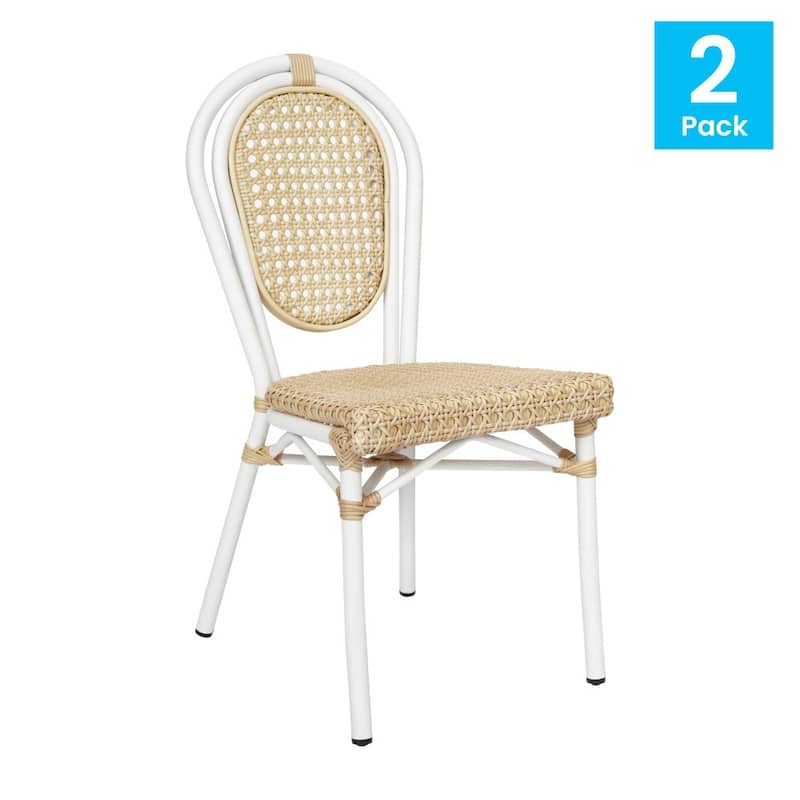 2 Pack All-Weather Commercial Paris Chairs with Metal Frames