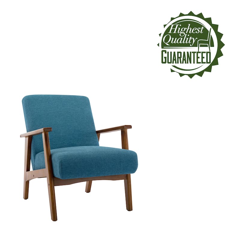 Porthos Home Sena Accent Chair With Wooden Legs & Suede Upholstery - Blue