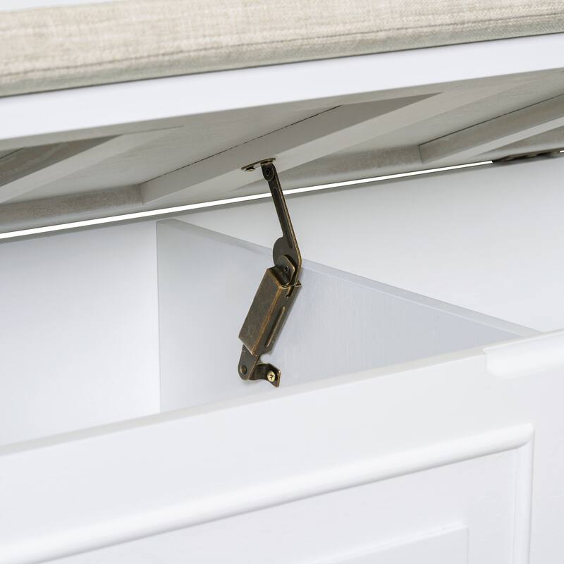 41.9" Rustic Style Solid wood Entryway Multifunctional Storage Bench with Safety Hinge